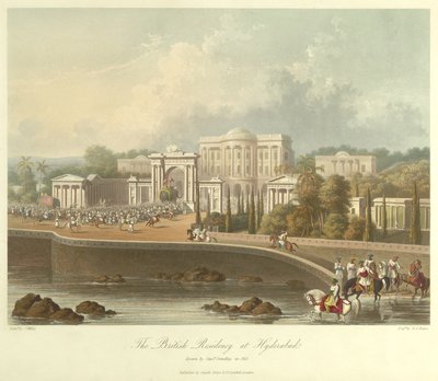 Britská rezidence v Hajdarábádu, nakreslená v roce 1813 od Robert Melville Grindlay