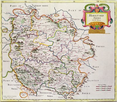 Mapa Herefordshire, 1695 od Robert Morden