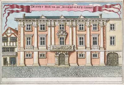 Thanet House v Aldersgate Street, z knihy „Kniha vyhlídek na pozoruhodná místa v City of London ao něm“, kolem roku 1700 od Robert Morden