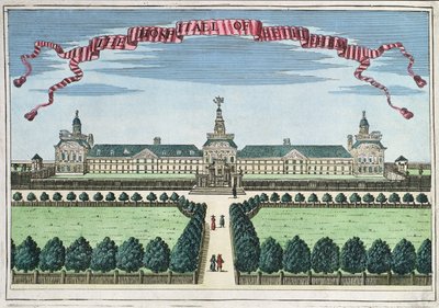 Nemocnice v Betlémě, z knihy „Kniha vyhlídek pozoruhodných míst v City of London ao nich“, kolem roku 1700 od Robert Morden