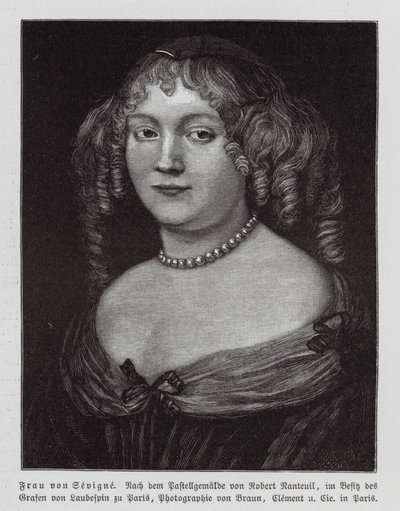 Madame de Sevigne, francouzská spisovatelka (rytina) od Robert Nanteuil