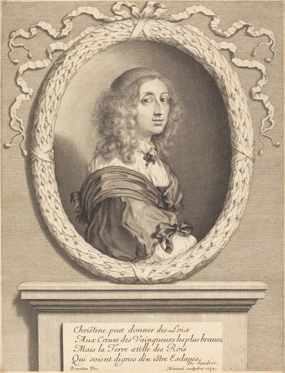 Christina, královna Švédska od Robert Nanteuil after Sébastien Bourdon