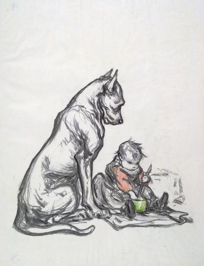 Pes a dítě, začátek 20. století od Robert Noir