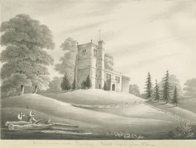 Arley Church: sépiová kresba, 1824 od Robert Noyes