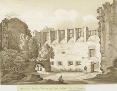 Dudley Castle - The Keep: sépiová kresba od Robert Noyes