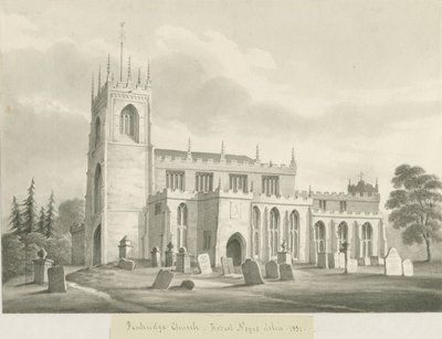 Penkridge Church: sépiová lavírovaná kresba, 1831 od Robert Noyes