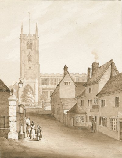 Wolverhampton - Kostel svatého Petra: sépiová kresba, 1838 od Robert Noyes