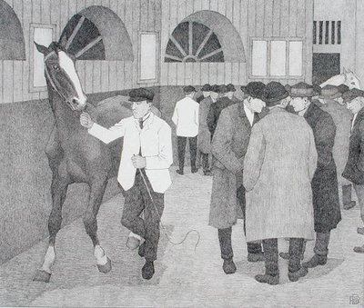 Obchodníci s koňmi v Barbakanu (Barbican č. 2) 1921 (litho) od Robert Polhill Bevan