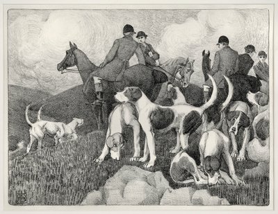 Lovecká scéna (litho) od Robert Polhill Bevan