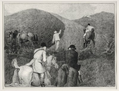 Lovecká scéna (litho) od Robert Polhill Bevan