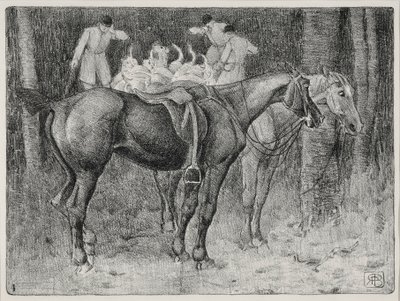 Lovecká scéna (litho) od Robert Polhill Bevan
