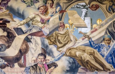 Frankreich, Paris, mairie-annexe 14e, Wandgemälde von Robert Poughéon