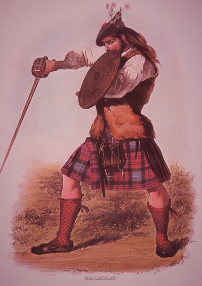 Warrior of the Clan MacLachlan, vyryl L. Dickinson od Robert Ronald (after) McIan