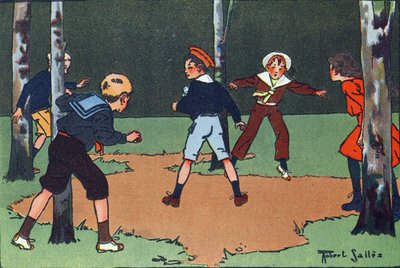 Čtyři rohy. Rytí do „“ Co hrajeme? “” od E. Webera s akvarelovými kresbami Roberta Sallese (1871-1929). Knihovna Garnier Freres, Paříž od Robert Salles