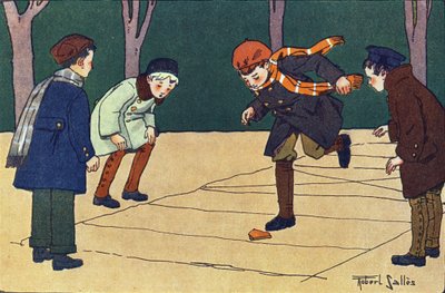 Marelle. Rytí do „“ Co hrajeme? “” od E. Webera s akvarelovými kresbami Roberta Sallese (1871-1929). Knihovna Garnier Freres, Paříž od Robert Salles