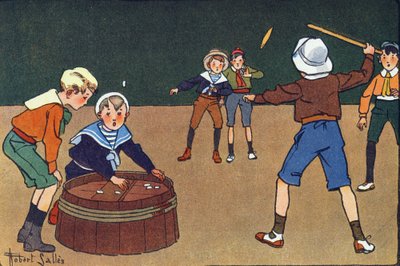 Osselety a kvineta. Rytí do „“ Co hrajeme? “” od E. Webera s akvarelovými kresbami Roberta Sallese (1871-1929). Knihovna Garnier Freres, Paříž od Robert Salles