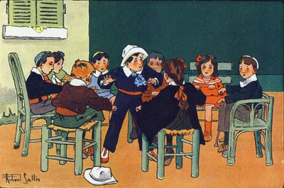 K fretce. Rytí do „“ Co hrajeme? “” od E. Webera s akvarelovými kresbami Roberta Sallese (1871-1929). Knihovna Garnier Freres, Paříž od Robert Salles