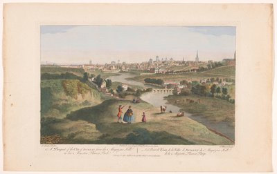 Pohled na město Dublin při pohledu z Phoenix Park Vyhlídka na město Dublin z Magazine Hill v parku Jeho Veličenstva Phoenix (název na objektu) od Robert Sayer (possibly)