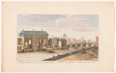 Pohled na Custom House a Essex Bridge přes řeku Liffey v Dublinu Vyhlídka na Custom House a Essex Bridge, Dublin (název na objektu) od Robert Sayer (possibly)
