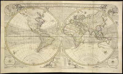 Nová mapa světa na dvou polokoulích s novými objevy a traktáty dvou Circum Navigators viz 