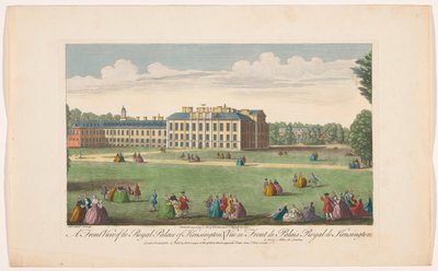 Pohled na Kensingtonský palác v Londýně Čelní pohled na královský palác Kensington (titul na objektu) Londýn (název série) od Robert Sayer