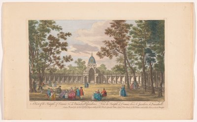 Gezicht op de Temple of Comus ve Vauxhall Gardens te Londen Pohled na Comusův chrám atd. ve Vauxhall Gardens (název na objektu) Ranelagh Gardens en Vauxhall Gardens (název série) od Robert Sayer