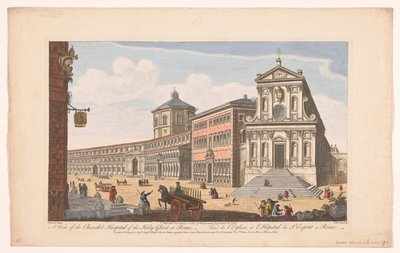 Gezicht op de kerk Santo Spirito in Sassia te Rome Pohled na kostel a nemocnici Ducha svatého v Římě (název na objektu) Řím (název série) od Robert Sayer
