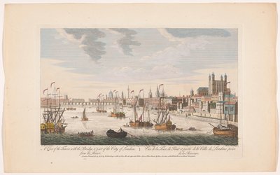 Pohled na City of London od řeky Temže Pohled na věž s mostem a část města Londýna. Od řeky (název na objektu) Londýn (název série) od Robert Sayer
