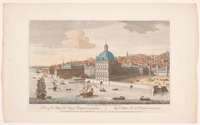 Pohled na královský palác v Lisabonu Pohled na palác portugalského krále v Lisabonu (titul na předmětu) Madrid a Lisabon (název série) od Robert Sayer
