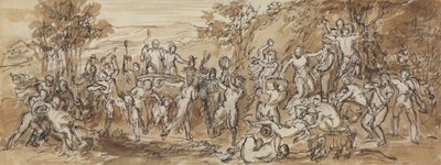 Figurální studie oslavy Bacchanalia v zalesněné krajině od Robert Smirke