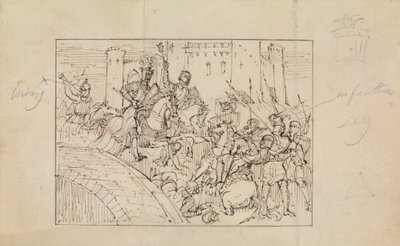 Studium obrněných rytířů v bitvě s koňmi od Robert Smirke