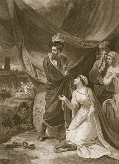 The Surrender of Calais, rytý A. Smith, ilustrace od Davida Humea 