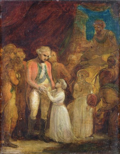Dva synové Tipu Sahiba, sultána z Mysore, byli předáni jako rukojmí generálu Cornwallisovi (1738-1805), kolem roku 1792 (olej na plátně) od Robert Smirke