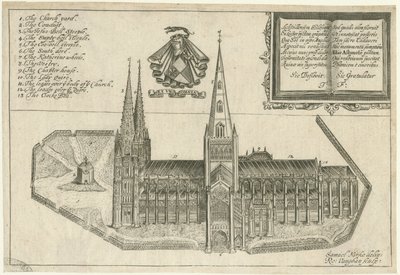Katedrála Lichfield - South View: mědirytina a [17. století] od Robert Vaughan