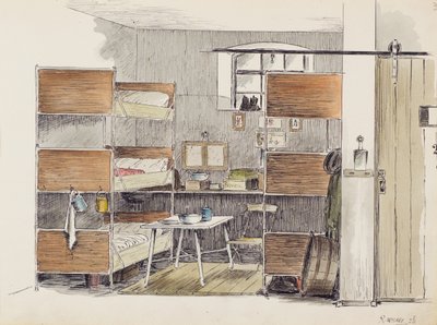 The Artists Horse Box, 2.5., 1915 (pero a tuš s čb na papíře) od Robert Walker