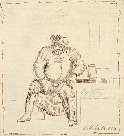 Náčrt sedícího muže s hrnkem, možná Falstaff od Robert Walter Weir