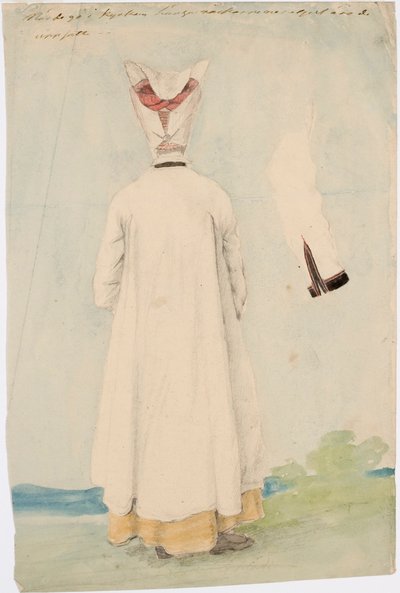 Žena v národním kroji stojící na zádech od Robert Wilhelm Ekman