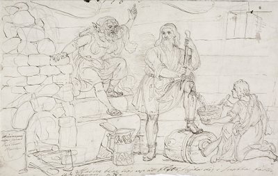 Väinämöinen´s Cut Knee, náčrtek od Robert Wilhelm Ekman