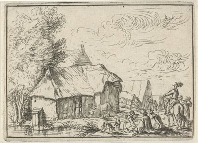Kemp ve vesnici Krajiny s tábořišti (název série) od Robert van den Hoecke