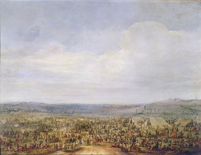 Vojenský tábor (olej na mědi) od Robert van den Hoecke