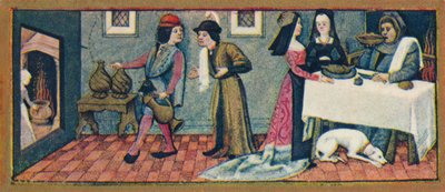 Leden - večeře na Nový rok, 15. století, 1939. od Robinet Testard