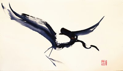 Elegantní inkoustový jeřáb od RodMacIver