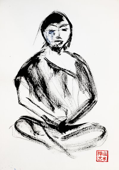 Zenový mnich při meditaci od RodMacIver