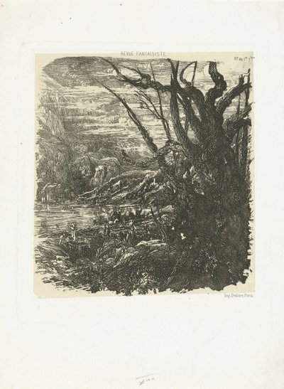 Horská krajina s jezerem Le lac dance les montagnes od Rodolphe Bresdin