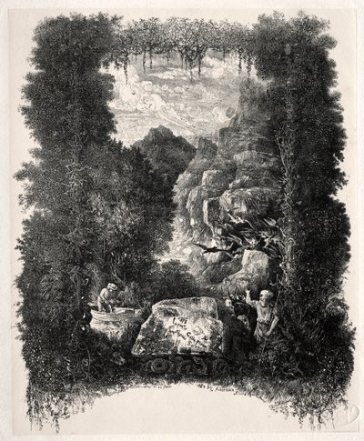 První frontispice pro Bajky a pohádky od Thierry-Faletanse, 1868. od Rodolphe Bresdin