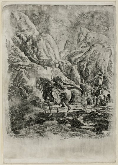 Orientální jezdec v horách od Rodolphe Bresdin