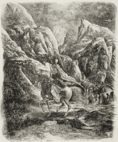 Jezdec v horách od Rodolphe Bresdin