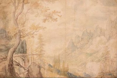Pd.696-1963 Alpine Landscape, c.1606-7 (křída, akvarel) od Roelandt Jacobsz. Savery