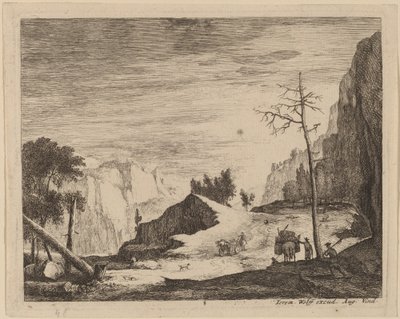 Horská krajina s vozíkem: pl.8 od Roelant Roghman and Melchior Küsel