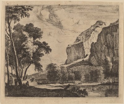 Říční krajina se skalami napravo: pl.3 od Roelant Roghman and Melchior Küsel